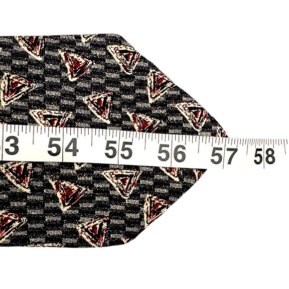Alfani‎ 100% Silk Dress Tie Made in USA Grey Geometric Pattern 57" 3.75" - Picture 9 of 10